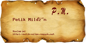 Petik Milán névjegykártya