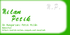 milan petik business card